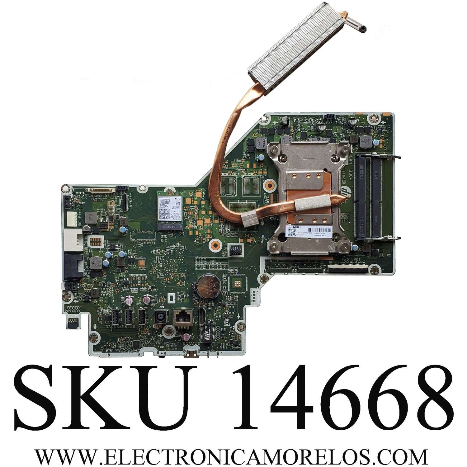 TARJETA MADRE PARA COMPUTADORA HP TODO EN UNO DE ESCRITORIO 27'' / NUMERO DE PARTE DA0N83MB6G0 REV:G / PGBL0C / 8J921UT / N8302H0G3B /  PROCESADOR INTEGRADO 2.8 GHz Intel Core i7 de la sexta generación / MODELO HP PAVILION 27-A010 / 27''	